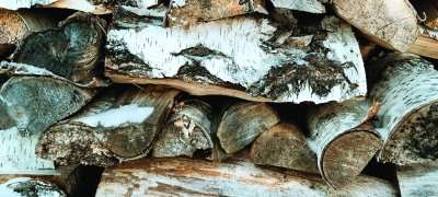 Houtstapel met berkenhout